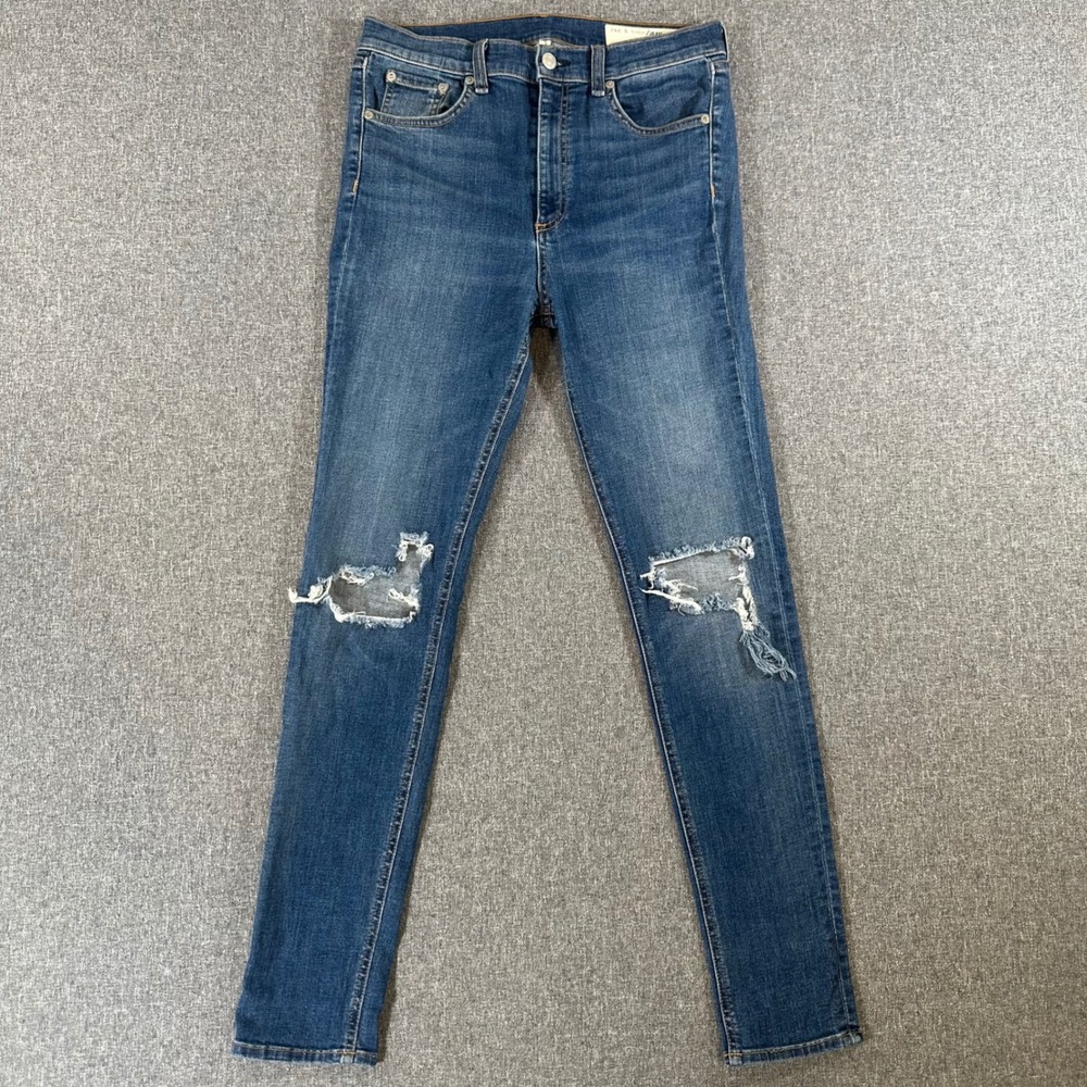 Rag & Bone Jeans Womens 30 High Rise Skinny Bonnie Blue Distressed W1532K520BON